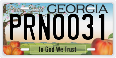 GA license plate PRN0031