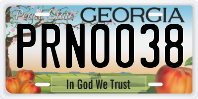 GA license plate PRN0038