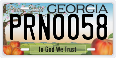 GA license plate PRN0058
