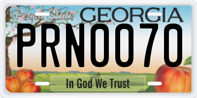 GA license plate PRN0070