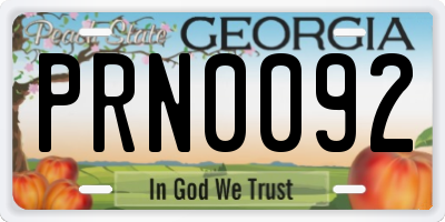 GA license plate PRN0092