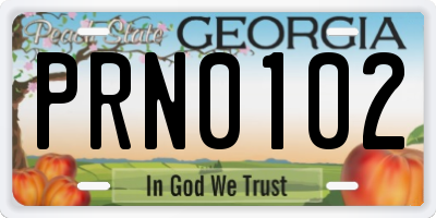 GA license plate PRN0102