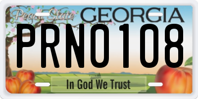 GA license plate PRN0108