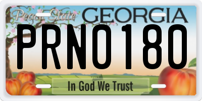 GA license plate PRN0180