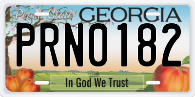 GA license plate PRN0182