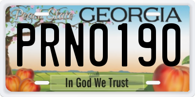 GA license plate PRN0190