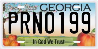 GA license plate PRN0199