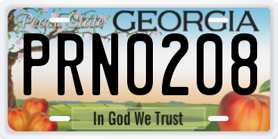 GA license plate PRN0208