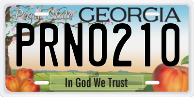 GA license plate PRN0210