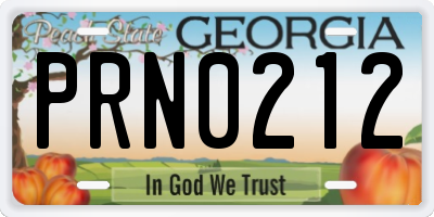 GA license plate PRN0212