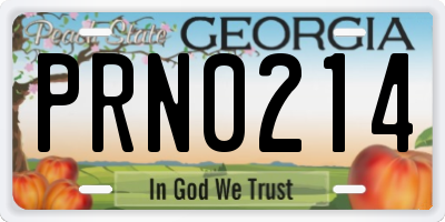 GA license plate PRN0214