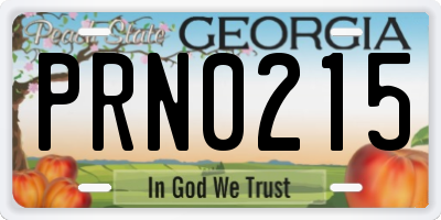 GA license plate PRN0215