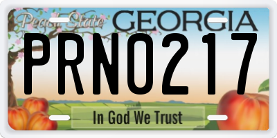 GA license plate PRN0217