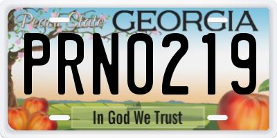 GA license plate PRN0219