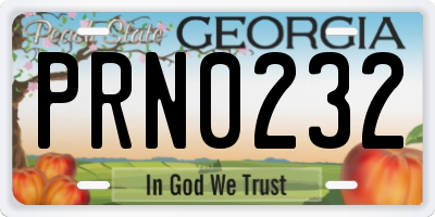 GA license plate PRN0232