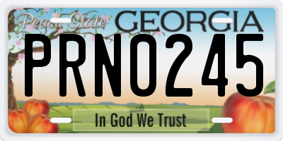 GA license plate PRN0245