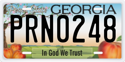 GA license plate PRN0248