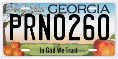 GA license plate PRN0260