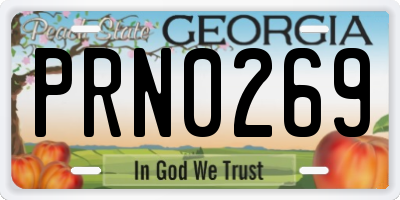 GA license plate PRN0269
