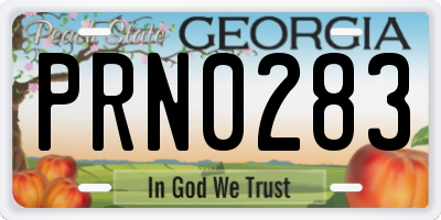 GA license plate PRN0283