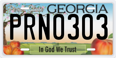 GA license plate PRN0303