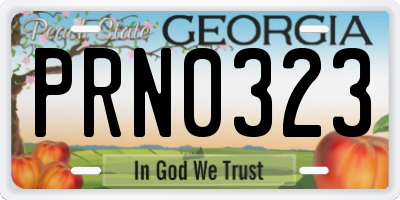 GA license plate PRN0323