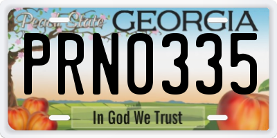GA license plate PRN0335