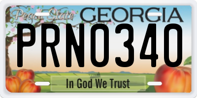 GA license plate PRN0340