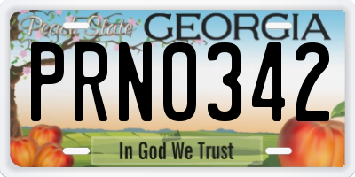 GA license plate PRN0342