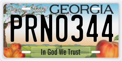 GA license plate PRN0344