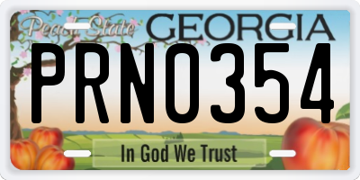 GA license plate PRN0354