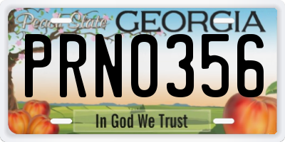 GA license plate PRN0356