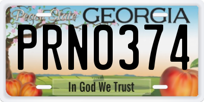 GA license plate PRN0374