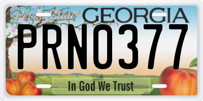 GA license plate PRN0377