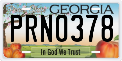 GA license plate PRN0378