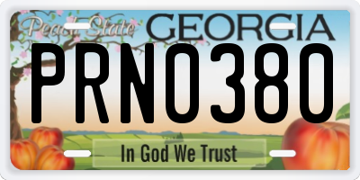 GA license plate PRN0380