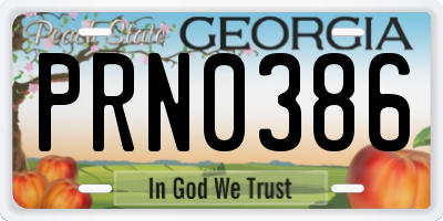 GA license plate PRN0386