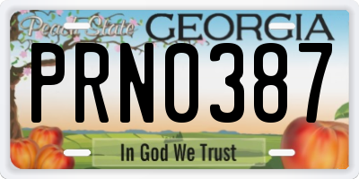 GA license plate PRN0387