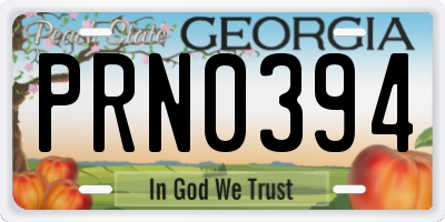 GA license plate PRN0394