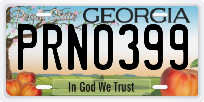 GA license plate PRN0399