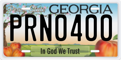GA license plate PRN0400