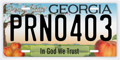 GA license plate PRN0403