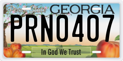 GA license plate PRN0407