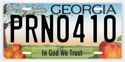 GA license plate PRN0410