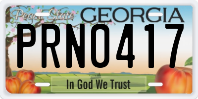 GA license plate PRN0417