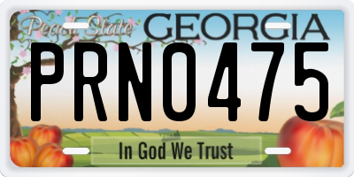 GA license plate PRN0475