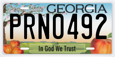 GA license plate PRN0492