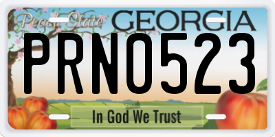 GA license plate PRN0523