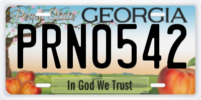GA license plate PRN0542