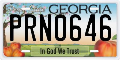 GA license plate PRN0646